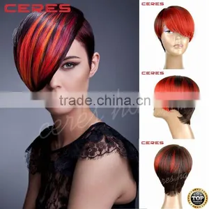 Premium Japanese Synthetic Wig Fire Hair Two Tone Red Ombre Wig Synthetic Lace Front Wig Quality Choice thumbnail-1