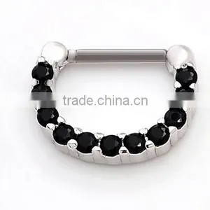 Septum Clicker Nose Rings CZ Gem Ear Piercing Cuff Diath Cartilage thumbnail-3