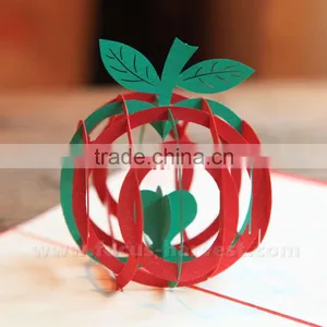 Handmade Card Blessed Christmas Apple Card Santa Fesitival Decorations 3D Hollow Kirigami Apple Style Pop Up Postal Cards thumbnail-4