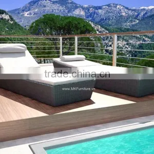 Rattan Outdoor Sun Lounger - Poly Rattan Outdoor Sunbed Furniture thumbnail-1