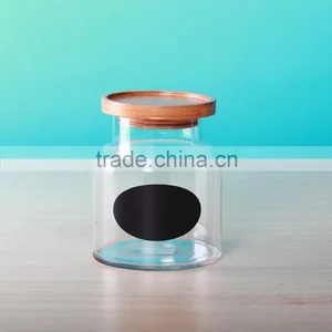 Glass Small Jars With Wood Cover and Black Sticker thumbnail-1