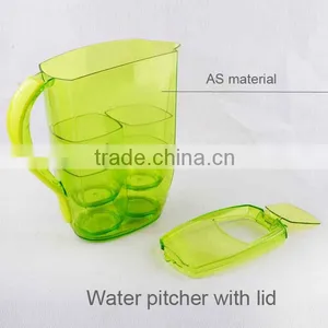 2 L Clear Drinking Water Juice Pitcher With 4 Cups, Transparent Plastic Pitchers thumbnail-5