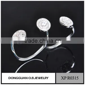 Popular 925 Sterling Silver Ring Wedding Adjustable Ring Plated White Gold thumbnail-1