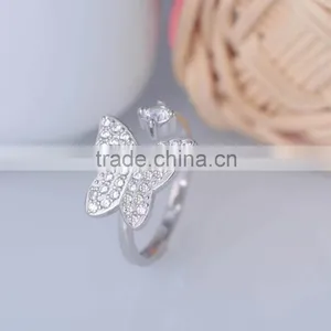 925 Sterling Silver Butterfly Ring With White Tanzania Stone Paving thumbnail-2