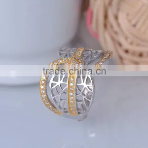 Pure Silver Irregular Vein x Letter Ring With Gold Plated for Women thumbnail-3