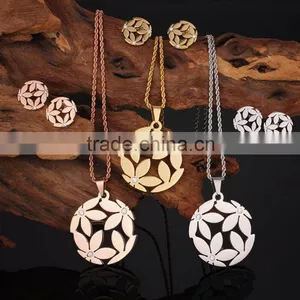 Fashion Cheap 24 Carat Gold Plated Earrings Pendant Jewelry Set Made in China thumbnail-6