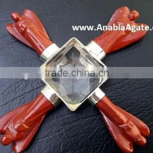 Red Jasper Angels Aagte Energy Generator With Crystal Quartz Pyramid thumbnail-4