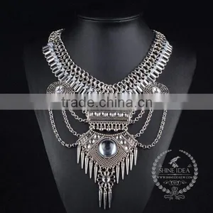 High Quality Vintage Rhinestone Chunky Statement Necklace Tin Alloy Fashion Women Pendant Necklace 6390148 thumbnail-1
