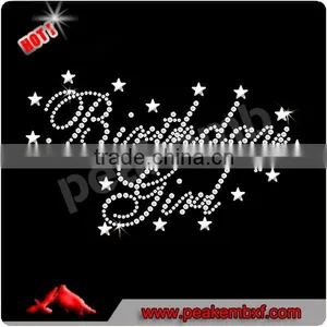 Beautiful Birthday Girl Bling Rhinestone Motif For T-shirt thumbnail-1