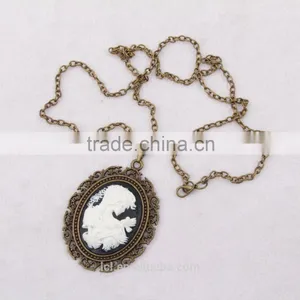 Fashion Jewelry Necklace Steampunk Necklace Skeleton Silhouette Bronze Cameo Pendant 2015 New Made in China Yiwu thumbnail-3