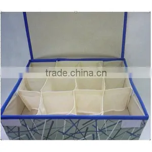 Practical Non-woven Fabric Foldable 12 Grids Storage Box With Hard Lid,Badroom Bin for Women Socks/underware,ornament(BBHT002) thumbnail-1