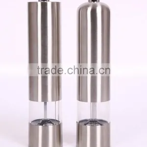 Automatic Stainless Steel Spice, Pepper, Salt Grinders and Mills -Ceramic, Battery Power, One-touch Grinder Set of 2 thumbnail-1