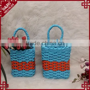 Single Handles Style Paper Rope Handcraft Decorative Mini Baskets Wholesale thumbnail-1