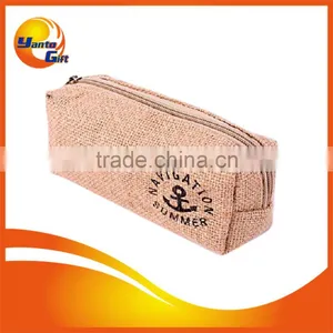Eco Friendly Jute Pen Bag With Zipper Close thumbnail-1
