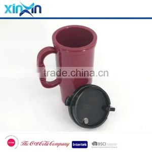 Duble Wall Travel Mug/w Handle Coffee Mug Cup With Lid thumbnail-2