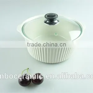 Small Cheap Ceramic Pots/ Soup Tureen Pot With Glass Lid & Handles Ceramic Stoneware thumbnail-1