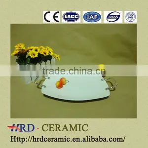 2015 Cina Supply Stock Ceramic Square Plate With Metal Handle thumbnail-1