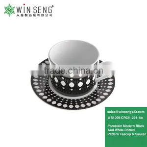 High Quality Porcelain Modern Black And White Dotted Pattern Teapot Set With Mugs And Saucers Set WS1059-CF021-231-1/s thumbnail-1
