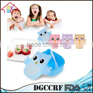 NBRSC Wholesale Portable Kids Cute Owl Lunch Box Food Storage Container Plastic Bento Box With Spoon thumbnail-2