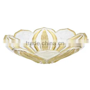 Glass Fruit Dish,Large, Lotus Flower Shaped,colored Painted Glass,12.99"Wx3.43"H, Made in China,FactoryBHL-P19 thumbnail-1