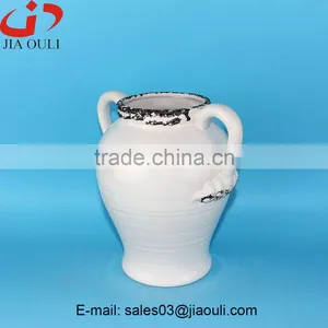 With Handle White Ceramic Antique Vase, Large Floor Planters Vase thumbnail-2