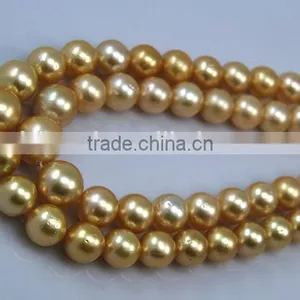 Wholesale 11-11.5mm AA Golden Round South Sea Pearl Strands thumbnail-1