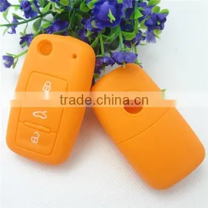 Black Silicone Key Case for Volkswagen 3 Buttons thumbnail-2