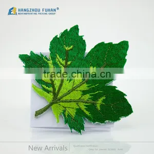 Fashionable Customized Textile Leaf Shape Embroidery Badges thumbnail-3