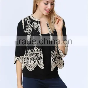 Guangzhou Factory Casual Beautiful Lady Blazer /Jacket With Embroideried Detail for Ladies thumbnail-4