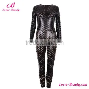 Cheap Sexy Tight Leather Catsuit for Women thumbnail-1
