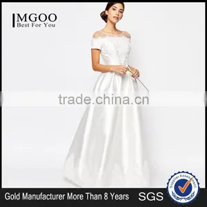 Custom Made Size Bridal Grown Maxi Dress With Embroidery And Cap Sleeve Wedding Dress Lvory And White thumbnail-1