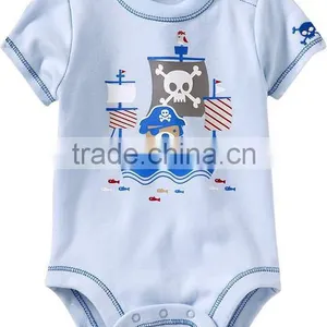 Adorable Fashion Short Sleeve Body Suit Printed Cotton Infant Romper With Merrow Stitch Cute Baby Clothing thumbnail-1