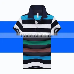 Wholesale Custom Polo T Shirt 2016 New Design Cotton Short Casual Striped Slim Contrast Color Men's Polo Shirt thumbnail-4