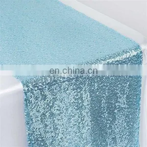 Custom Good Quality Lake Blue Sequin Table Runner For Wedding thumbnail-1