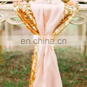 New Arrival Gold Sequins Wedding Chiffon Table Runner thumbnail-2