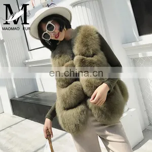 2017 Women Fox Fur Vest Winter Long Vest Real Fur Coat Vest Price Waistcoat thumbnail-2