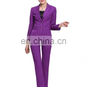 Kangyi Lapel Collar Purple Pant Suit Workwear Long Sleeve Business Office Lady Coat Pant Suit thumbnail-1