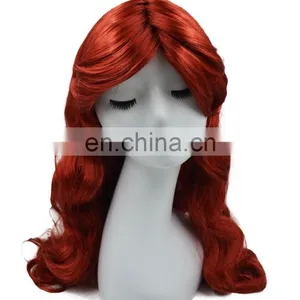 MCW-2351 New 2017 Fashion Star Rihanna Red Long Curly Women Wig Mermaid Cosplay Wig thumbnail-1