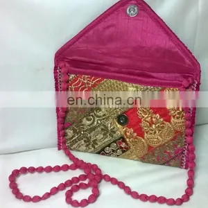 2015 New Valentines Womens Ladies Vintage Banjara Colorful Hand Zari Embroidered Unique Patch Handbag Clutch Tote Purse Pouch thumbnail-5