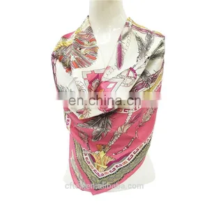 Womens Fashion Feel Square Digital Print Custom Design Silk Scarf thumbnail-3