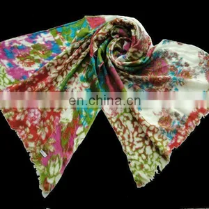 100% MERINO WOOL PRINTED AND JACQUARD SCARF FOR PROMOTION, RETAIL MARKET, BOUTIQUE CUSTOMER thumbnail-1
