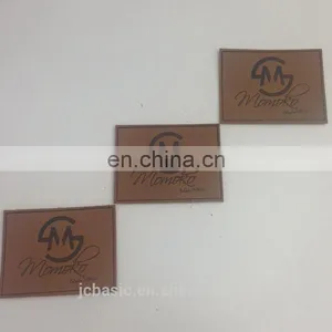 Pu Handmade Custom Metal Logo Leather Clothing Label for Garment thumbnail-1