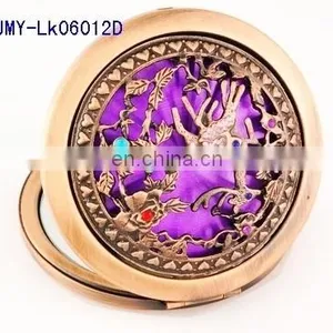 3D Hollow Decoration Antique Metal Pocket Makeup Mirror thumbnail-1