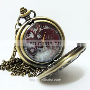 Game of Thrones House Targaryen A Song of Ice and Fire Quartz Pocket Watch Necklace thumbnail-1