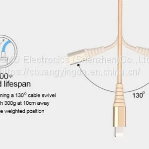 MFi-certified USB to Lightning Cable in Gold, Suitable for IPhone thumbnail-2
