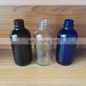 Stock 4 Ounce 4oz 120ml Amber Clear Blue Glass Boston Bottle thumbnail-2