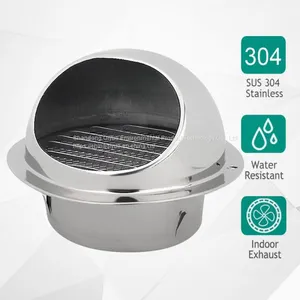 Stainless Steel Round Bull Nosed External Extractor Wall Vent Outlet Air Vent Grill Cover for Ventilation  thumbnail-2