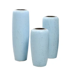Nordic Fresh Hand Made Large Blue Ceramic Vase For Hotel Office Home Decor thumbnail-5