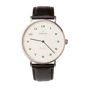 Stainless Steel Gents Fashion Watches Genuine Leather Ultrathin Quartz Man Watch thumbnail-2