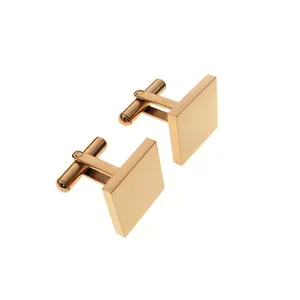 Stainless Steel Quadrate Cufflinks Waterproof Jewelry for Men With Customizable Name Logo thumbnail-2